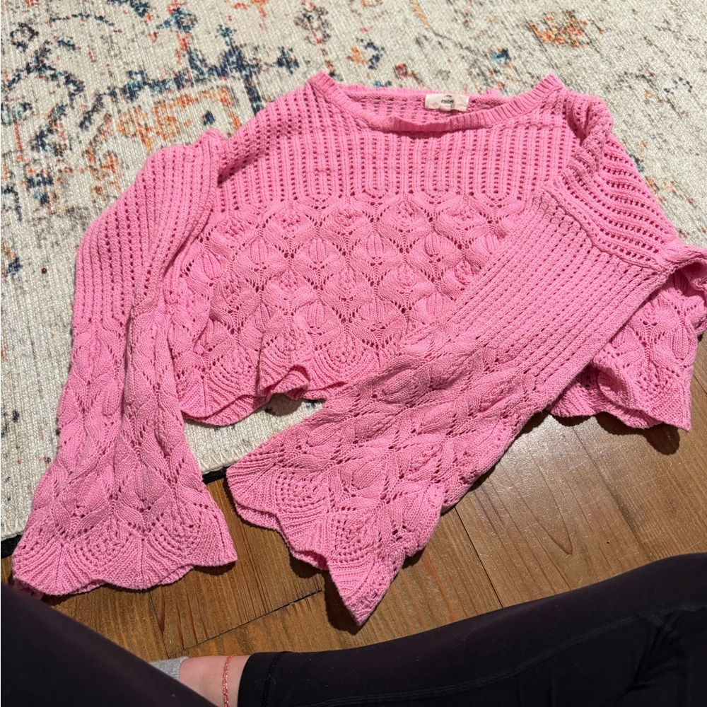 Entro Pink Textured Knit Sweater